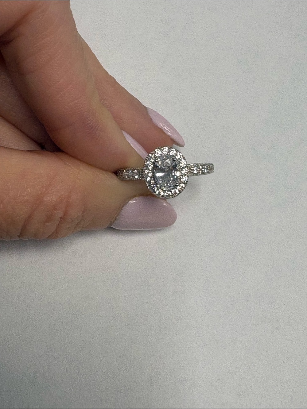 Suzy Levian Sample Sterling Silver White CZ Halo Engagement Ring NWT Size 7